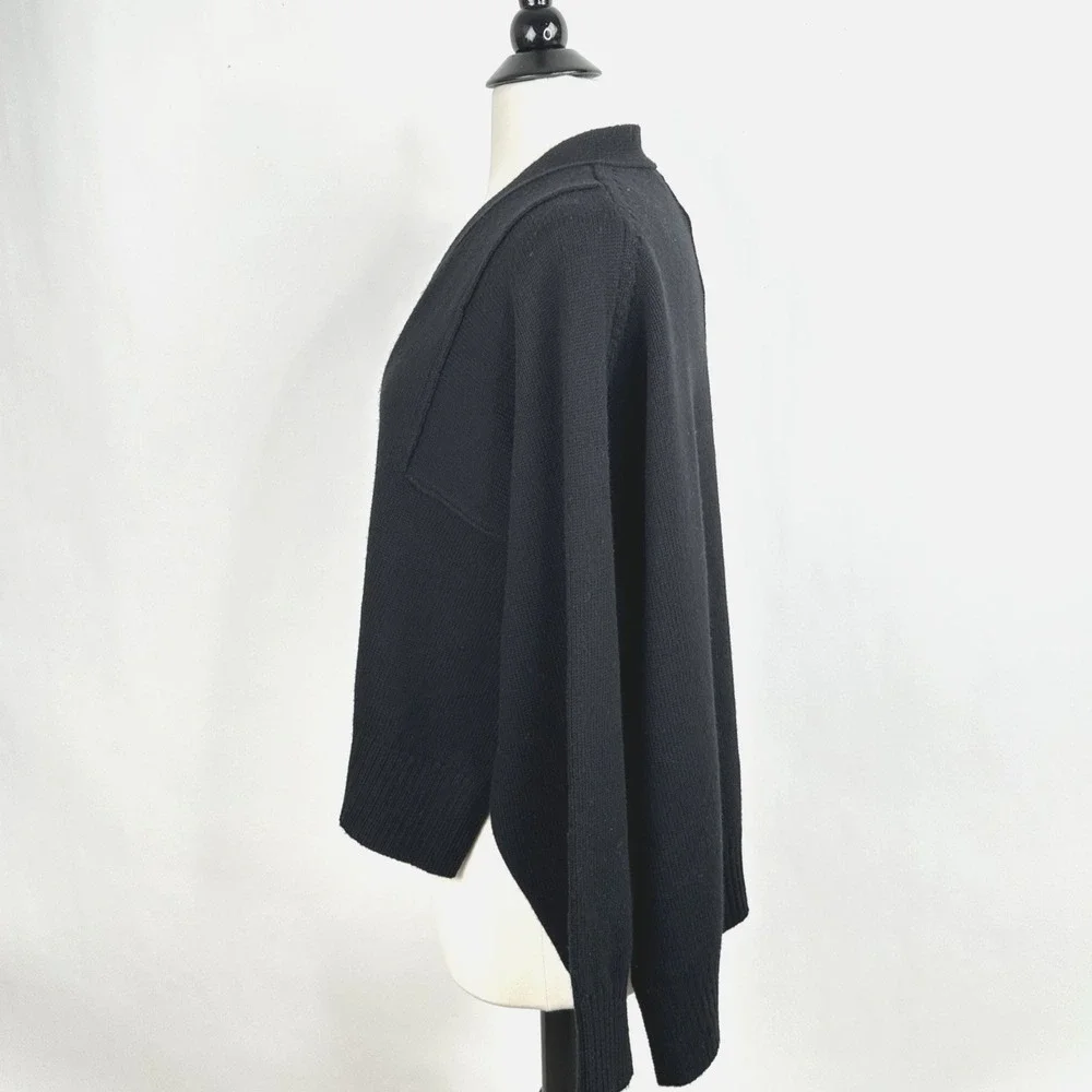 Banana Republic Oversized‎ Merino Wool Cotton High Low Cardigan Sweater XL Black